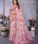 pink woven designer spun cotton blend fabric smart traditional saree