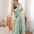 Sea green color smart fendy satin fabric designer ethnic partywear saree