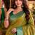 Parrot green soft silk blend banarasi jacuard work festive saree with unstitched blouse piece