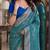 Sky blue soft silk blend banarasi jacuard work festive saree with unstitched blouse piece