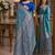 Sky blue soft silk blend banarasi jacuard work festive saree with unstitched blouse piece