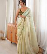 Mahendi color smart fendy satin fabric designer ethnic partywear saree