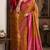 Yellow pink soft silk blend banarasi jacuard work festive saree with unstitched blouse piece