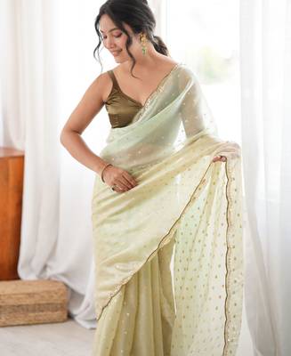 Mahendi color smart fendy satin fabric designer ethnic partywear saree 3