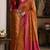 Yellow pink soft silk blend banarasi jacuard work festive saree with unstitched blouse piece