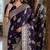Plum soft silk blend banarasi jacuard work festive saree with unstitched blouse piece