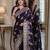 Plum soft silk blend banarasi jacuard work festive saree with unstitched blouse piece