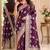 Wine soft silk blend banarasi jacuard work festive saree with unstitched blouse piece