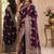 Wine soft silk blend banarasi jacuard work festive saree with unstitched blouse piece