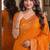 Orange soft silk blend banarasi jacuard work festive saree with unstitched blouse piece