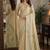 Cream soft silk blend banarasi jacuard work festive saree with unstitched blouse piece