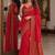 Red soft silk blend banarasi jacuard work festive saree with unstitched blouse piece