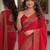 Red soft silk blend banarasi jacuard work festive saree with unstitched blouse piece