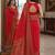 Red soft silk blend banarasi jacuard work festive saree with unstitched blouse piece
