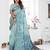 sea green color smart spun cotton blend fabric woven designer saree