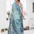 sea green color smart spun cotton blend fabric woven designer saree