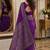 Purple soft silk blend banarasi jacuard work festive saree with unstitched blouse piece