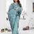 sea green color smart spun cotton blend fabric woven designer saree