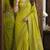 Parrot green soft silk blend banarasi jacuard work festive saree with unstitched blouse piece