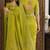 Parrot green soft silk blend banarasi jacuard work festive saree with unstitched blouse piece