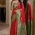 Red soft silk blend banarasi jacuard work festive saree with unstitched blouse piece