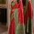 Red soft silk blend banarasi jacuard work festive saree with unstitched blouse piece