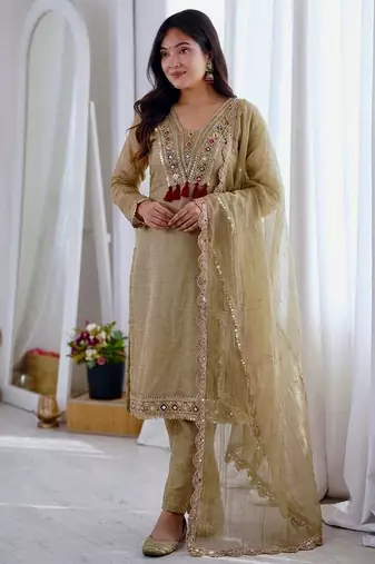 Heavy Designer Embroidery Work Kurti Set With Dupatta Festival Wear Suit Set