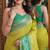Parrot green soft silk blend banarasi jacuard work festive saree with unstitched blouse piece