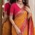 Masturd yellow soft silk blend banarasi jacuard work festive saree with unstitched blouse piece