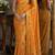 Yellow orange soft silk blend banarasi jacuard work festive saree with unstitched blouse piece