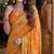 Yellow orange soft silk blend banarasi jacuard work festive saree with unstitched blouse piece
