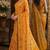 Yellow orange soft silk blend banarasi jacuard work festive saree with unstitched blouse piece