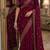 Wine soft georgette embroidery work festive saree with unstitched blouse piece