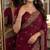Wine soft georgette embroidery work festive saree with unstitched blouse piece