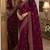 Wine soft georgette embroidery work festive saree with unstitched blouse piece