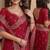 Pink soft georgette embroidery work festive saree with unstitched blouse piece