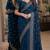 Rama soft georgette embroidery work festive saree with unstitched blouse piece