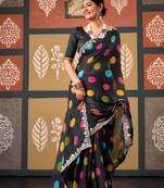 Black color smart chiffon fabric designer embroidered smart and elegant saree