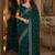 Green soft georgette embroidery work festive saree with unstitched blouse piece
