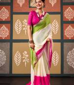 Pink color smart chiffon fabric designer embroidered smart and elegant saree