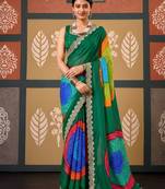 Green color smart chiffon fabric designer embroidered smart and elegant saree