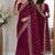Wine soft georgette embroidery work festive saree with unstitched blouse piece