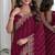 Wine soft georgette embroidery work festive saree with unstitched blouse piece