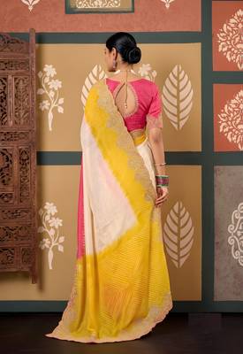 Multy color smart chiffon fabric designer embroidered smart and elegant saree 2