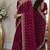 Wine soft georgette embroidery work festive saree with unstitched blouse piece