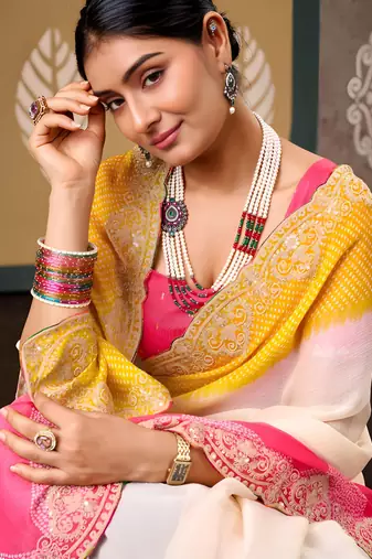 Multy color smart chiffon fabric designer embroidered smart and elegant saree