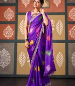 Violet color smart chiffon fabric designer embroidered smart and elegant saree