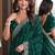 Green soft georgette embroidery work festive saree with unstitched blouse piece