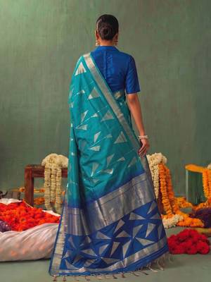 rama color smart ethnic woven designer soft silk blend fabric ceremonial saree 2
