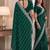 Green soft georgette embroidery work festive saree with unstitched blouse piece